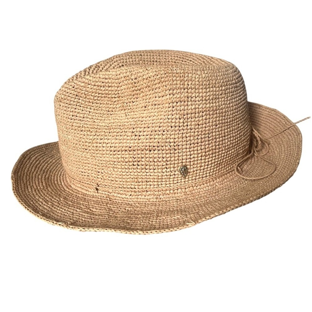 Helen Kaminski 100% Raffia Fedora Sun Hat Natural Straw Packable
